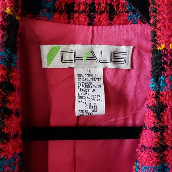 Vintage CHAUS Long Magenta Tweed Blazer - Picture 9 of 16